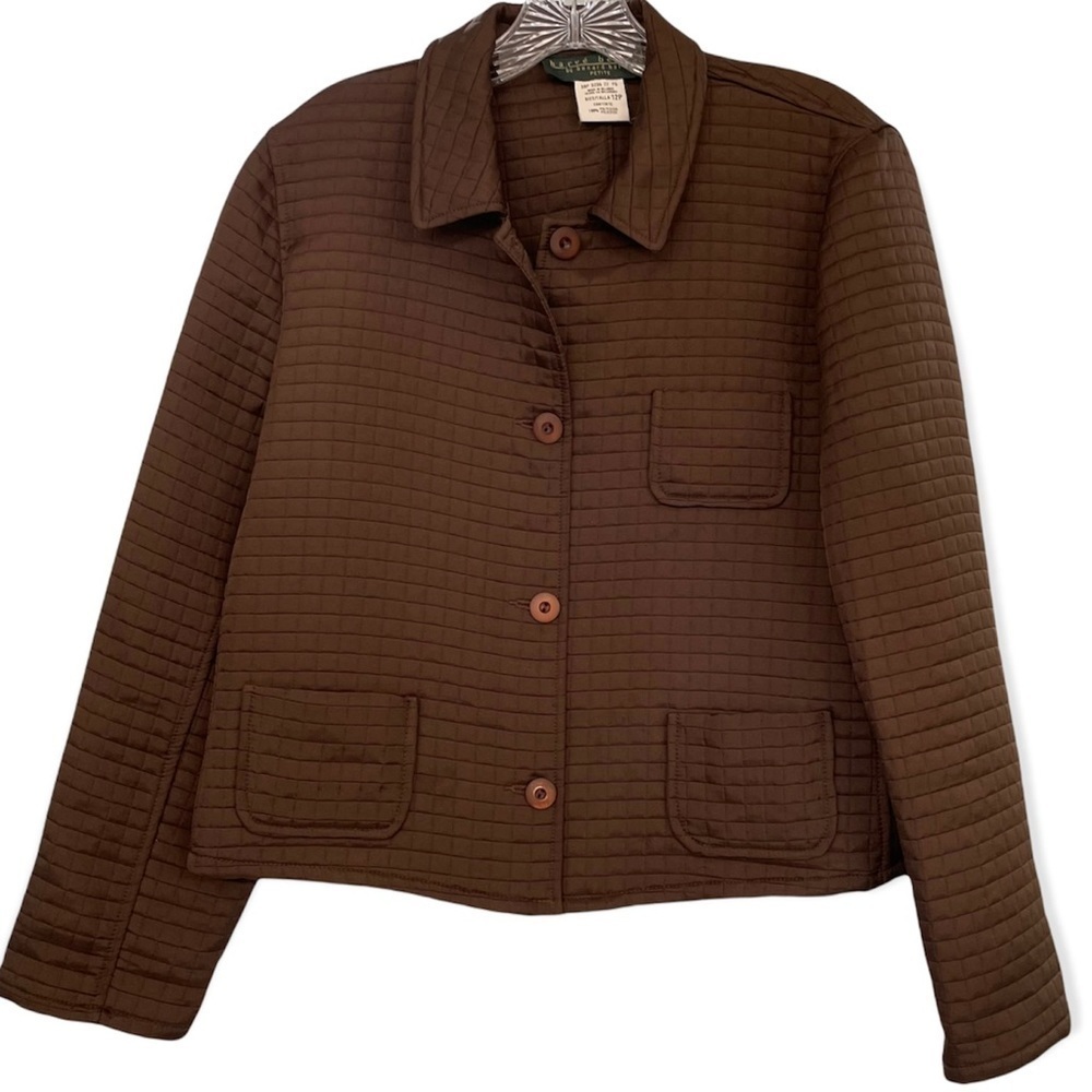 Harve Benard Chocolate Quilted 4 button, 3 pocket jacket blazer, 12P